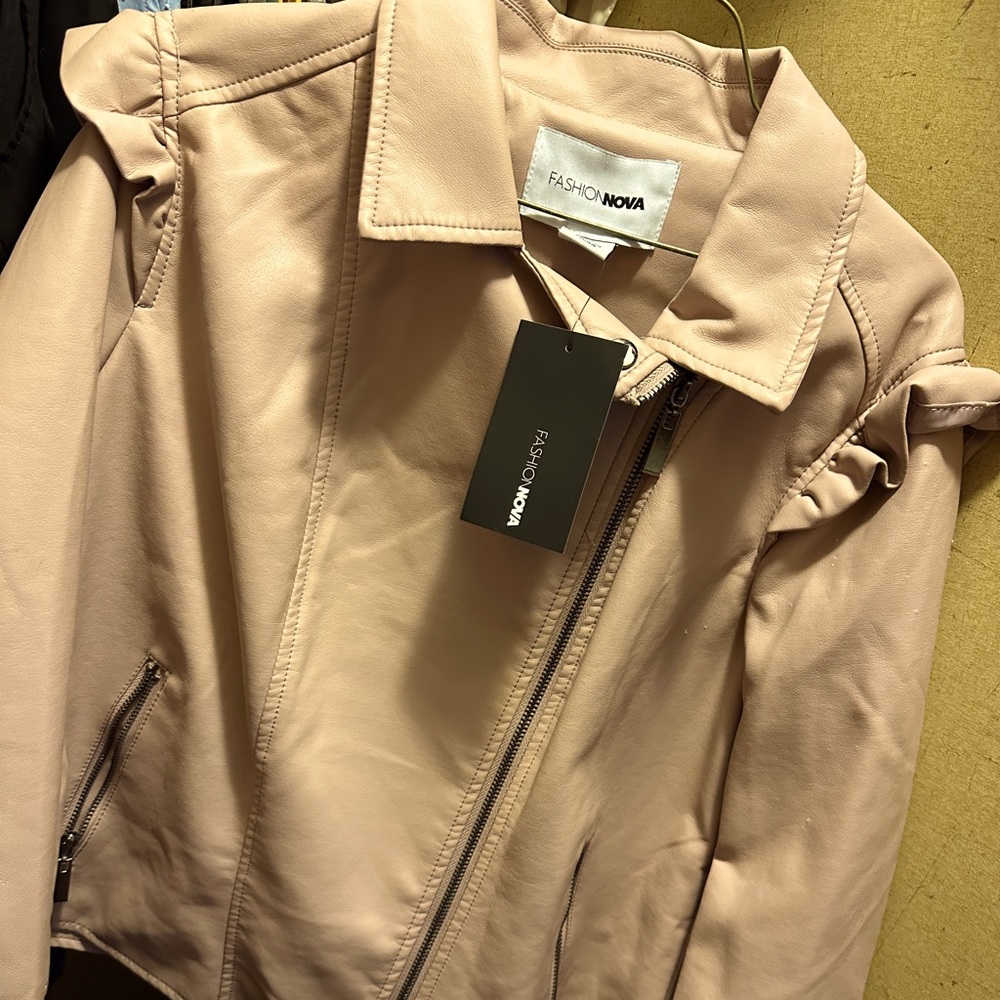 Blush Pink faux leather jacket